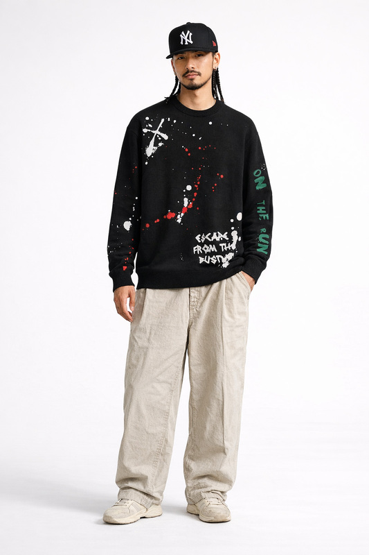 Paint Splatter Graphic Knit Sweater