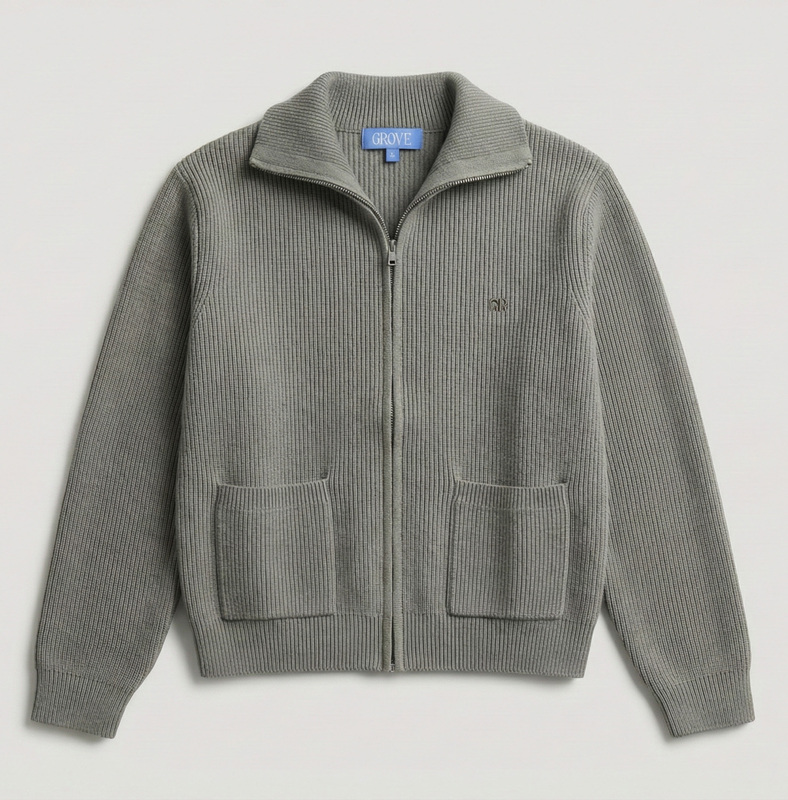 Ribbed Zip Knit Jacket