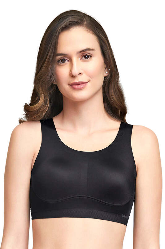AMANTE Skins Solid Non Padded Non-Wired Scoop Neck Cami Bra 83301 BLACK S