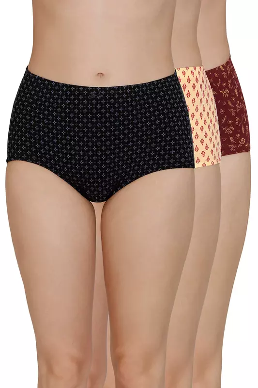 Amante Printed High Rise Full Brief Panty (Pack of 3) - 53105 (Shipped Assorted)