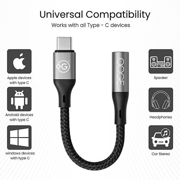 OOGE Fuse 400 AUX Cable – 3.5mm Audio Cable | Clear Sound | Durable Build