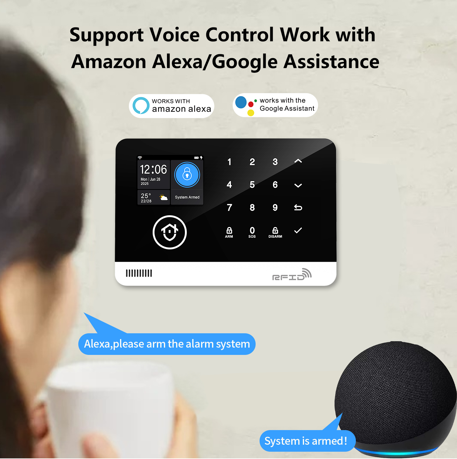 New Avance Dual Band (2G -GSM+ WiFi) Touchpad Security Alarm System with Door & PIR Motion Sensor, Remote, 2.4" TFT Screen Not Compatible with Jio SIM. Compatible with Alexa,Google Assistant & 2G SIM