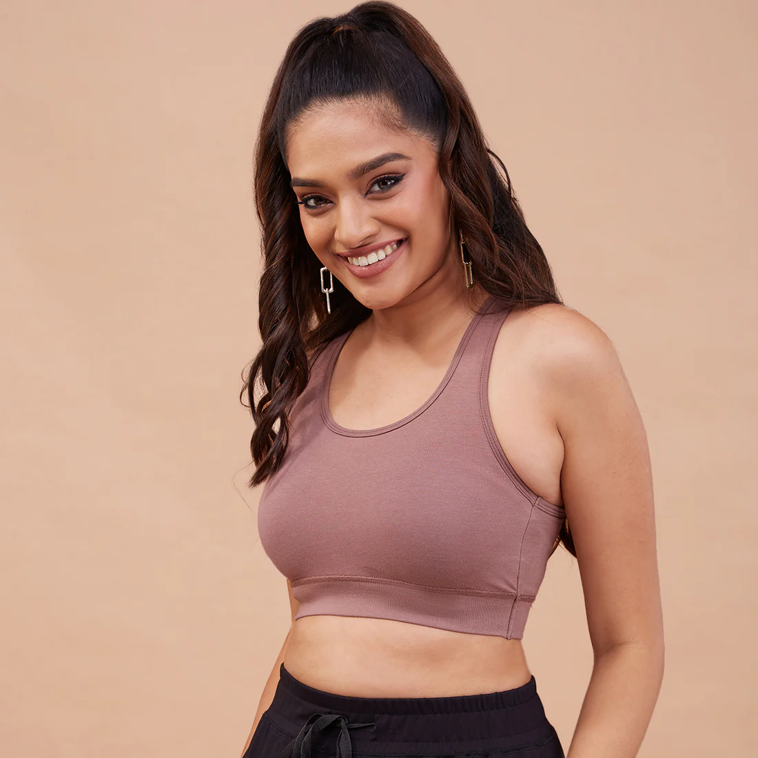 Nykd By Nykaa Cotton Stretch Slip On Sports Bra with Removable Cups NYK059