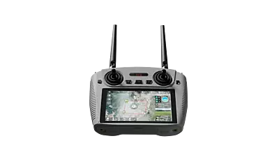 Industrial UAV remote controller resting on a flat surface showing layout and grips Industrial UAV remote controller resting on a flat surface showing layout and grips