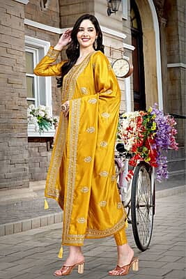 Yellow Straight Line Kurtas