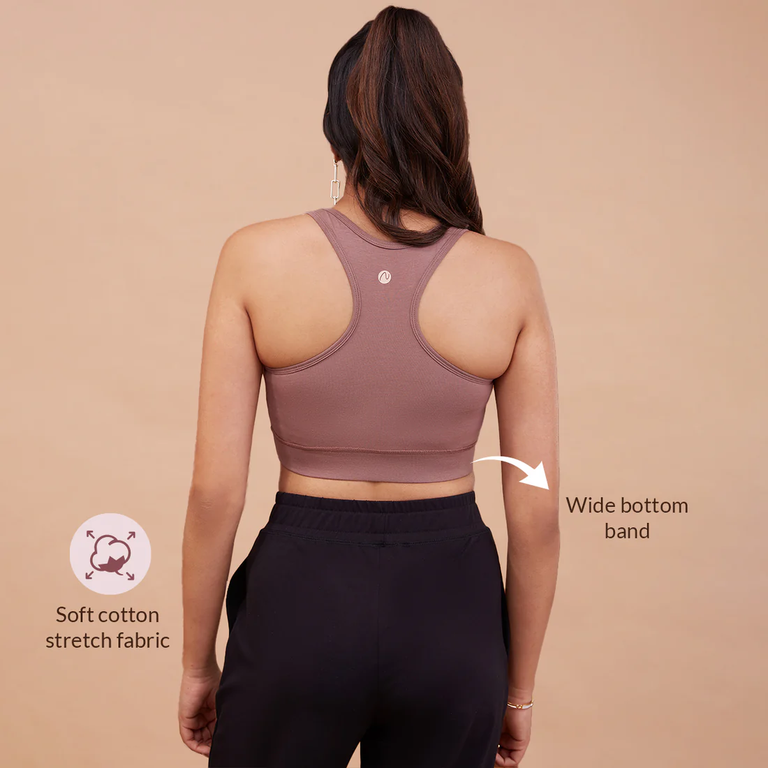 Nykd By Nykaa Cotton Stretch Slip On Sports Bra with Removable Cups NYK059