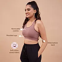 Nykd By Nykaa Cotton Stretch Slip On Sports Bra with Removable Cups NYK059