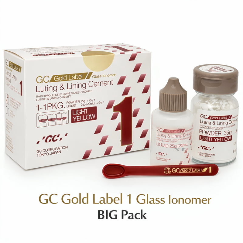 GC Gold Label 1 Luting & Lining Glass Ionomer Cement - Big Pack (35g Powder + 25g Liquid)