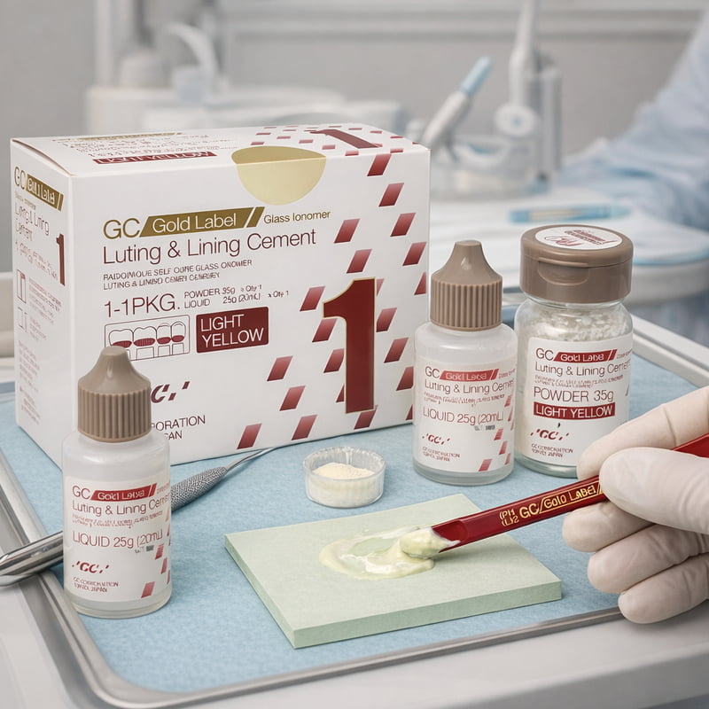 GC Gold Label 1 Luting & Lining Glass Ionomer Cement - Big Pack (35g Powder + 25g Liquid)