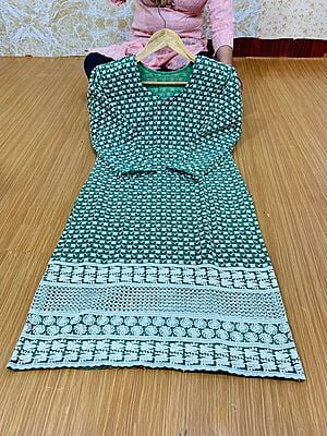 Georgette Chikan Kurti with lining-Green