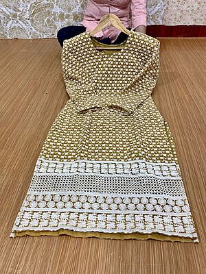 Georgette Chikan Kurti with lining-Sand