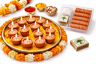 60 Terracotta Diyas with Cotton Wicks & Matchbox | Ready-to-Use Diwali Oil Lamp Set 60 Terracotta Diyas with Cotton Wicks & Matchbox | Ready-to-Use Diwali Oil Lamp Set