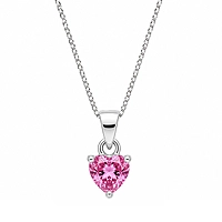 Sterling Silver Heart Cut Pink Stone Pendant Necklace for Women & Girls Casual Wear
