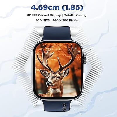 GIZMORE Cloud 1.85(4.69) cm IPS Large Display | AI Voice Assistant | Privacy Lock | Multiple Sport Modes| Bluetooth Calling Smartwatch (Blue)