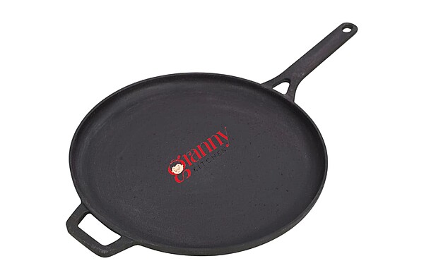 Granny kitchen Cast Iron Flat Tawa | Pre-Seasoned Heavy Cast Iron Tawa |