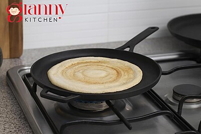 Granny kitchen Cast Iron Flat Tawa | Pre-Seasoned Heavy Cast Iron Tawa |