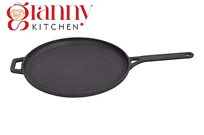 Granny kitchen Cast Iron Flat Tawa | Pre-Seasoned Heavy Cast Iron Tawa |