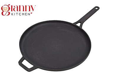 Granny kitchen Cast Iron Flat Tawa | Pre-Seasoned Heavy Cast Iron Tawa |