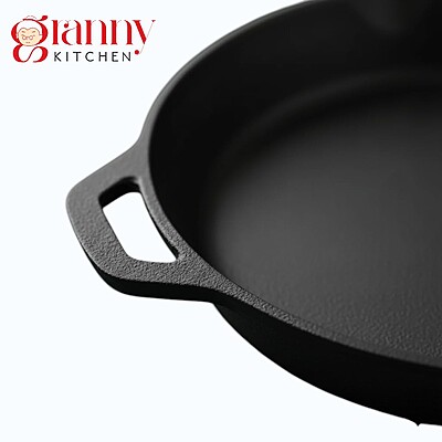 Granny kitchen Cast Iron Flat Tawa | Pre-Seasoned Heavy Cast Iron Tawa |