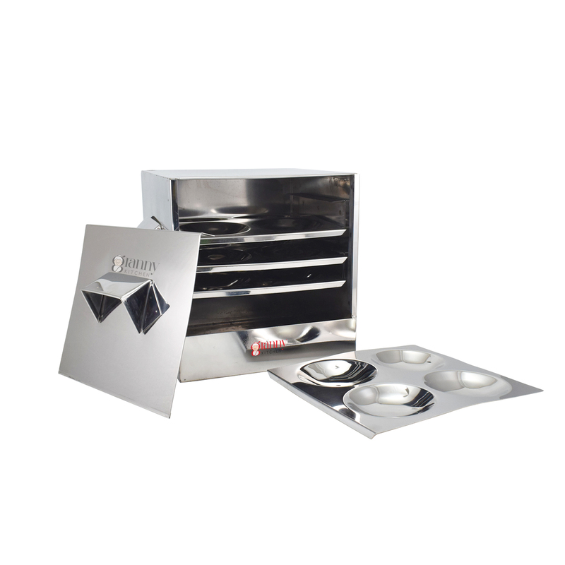Stainless Steel Idli Cooker/Idli Steamer – Square Box Model | 4 Plate Idli Maker
