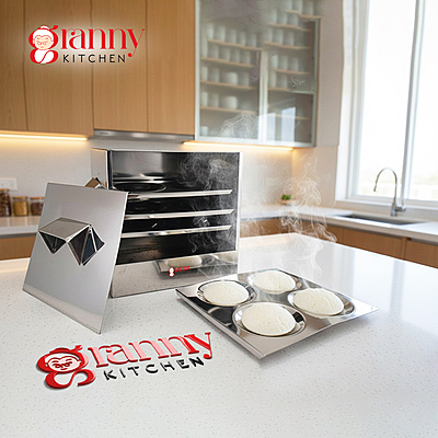 Stainless Steel Idli Cooker/Idli Steamer – Square Box Model | 4 Plate Idli Maker