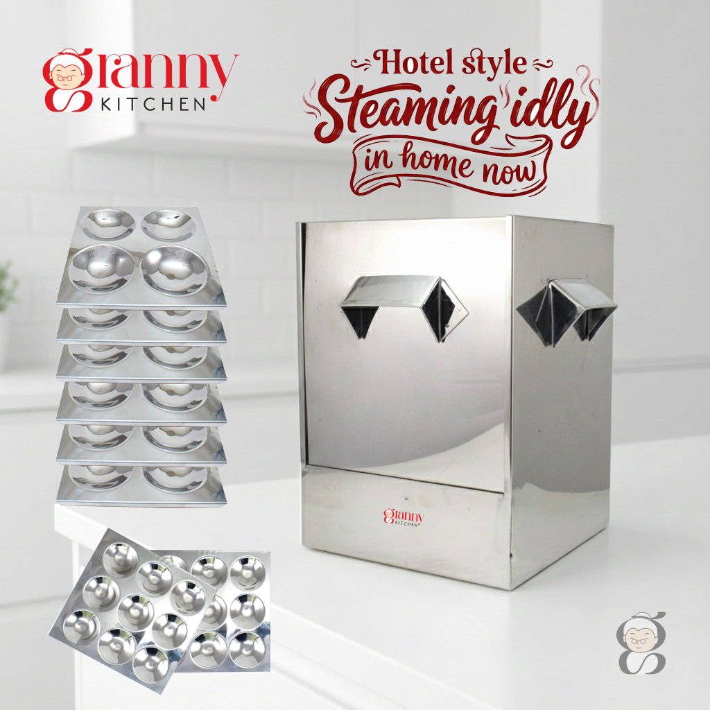 Stainless Steel Cauka/Square/Cubic Idly Cooker 6 Plates