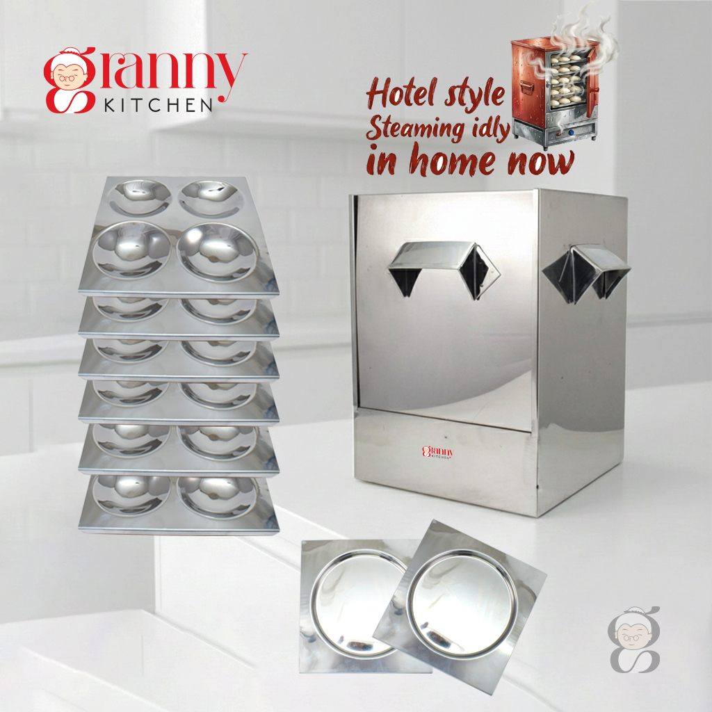 Stainless Steel Cauka/Square/Cubic Idly Cooker 6 Plates