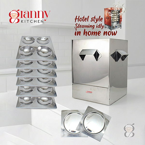 Stainless Steel Cauka/Square/Cubic Idly Cooker 6 Plates