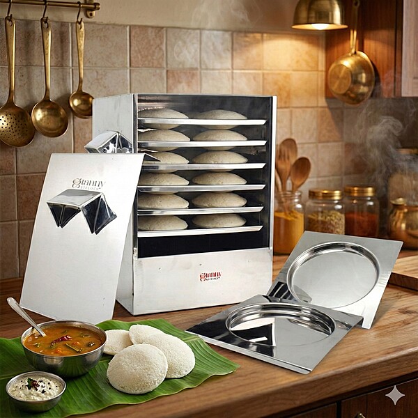 Stainless Steel Cauka/Square/Cubic Idly Cooker 6 Plates