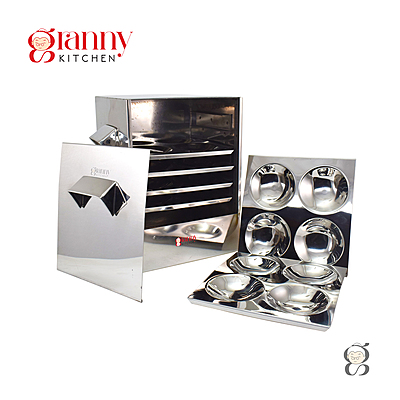 Stainless Steel Cauka/Square/Cubic Idly Cooker 6 Plates