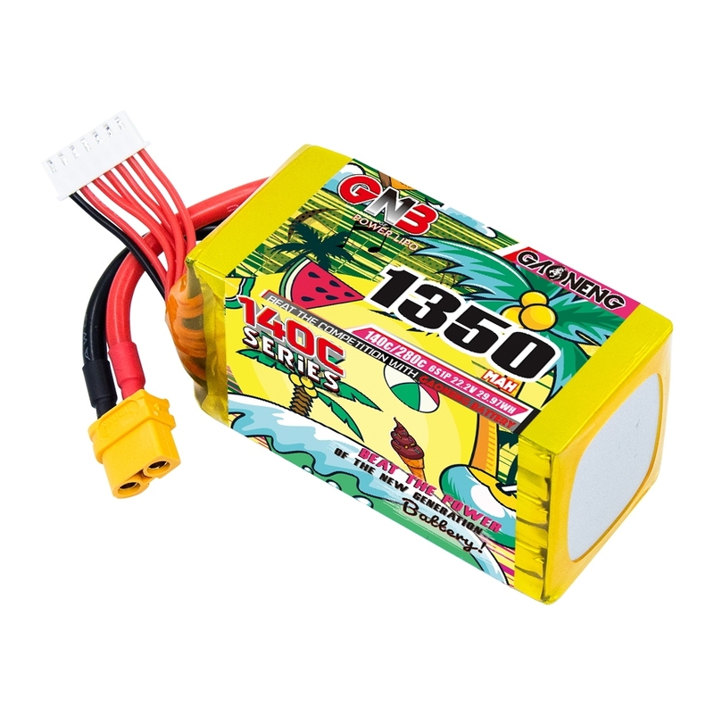 Gaoneng 1350mAh 6S 140C High Burst FPV Battery Side View