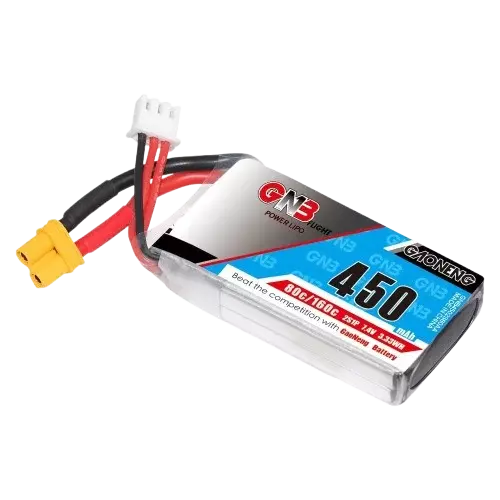 GNB 450mAh 2S1P 7.4V 80C Square Type Lipo Battery GNB 450mAh 2S1P 7.4V 80C Square Type Lipo Battery