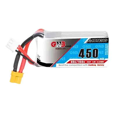 GNB 450mAh 2S1P 7.4V 80C Square Type Lipo Battery GNB 450mAh 2S1P 7.4V 80C Square Type Lipo Battery