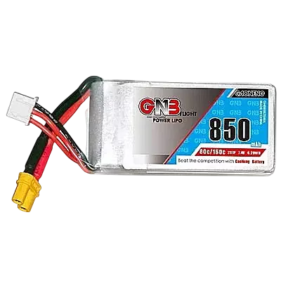 GNB 850mAh 2S1P 7.4V 80C Square Type Lipo Battery GNB 850mAh 2S1P 7.4V 80C Square Type Lipo Battery