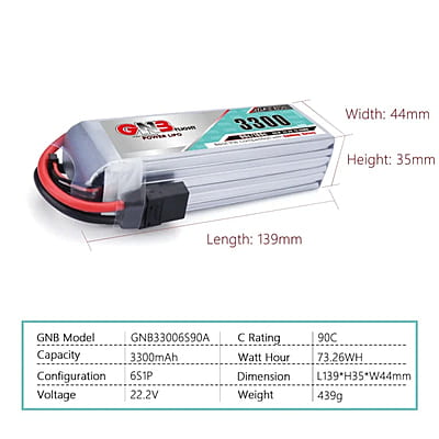 GAONENG GNB 6S 3300mah  22.2V 90C XT60U F LiPo Battery