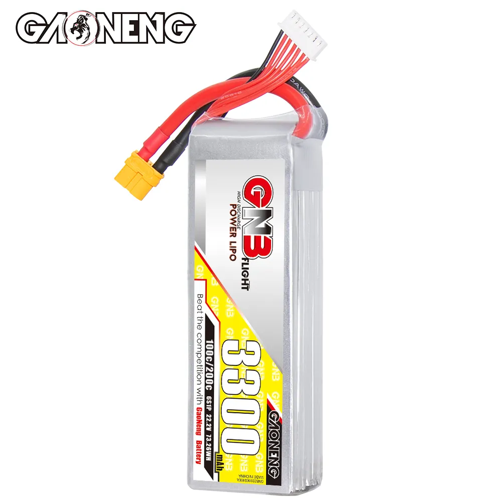 GNB 3300mAh 6S1P 22.2V 100C Lipo Battery - High Discharge XT90 Pack for FPV and UAV Drones GNB 3300mAh 6S1P 22.2V 100C Lipo Battery - High Discharge XT90 Pack for FPV and UAV Drones