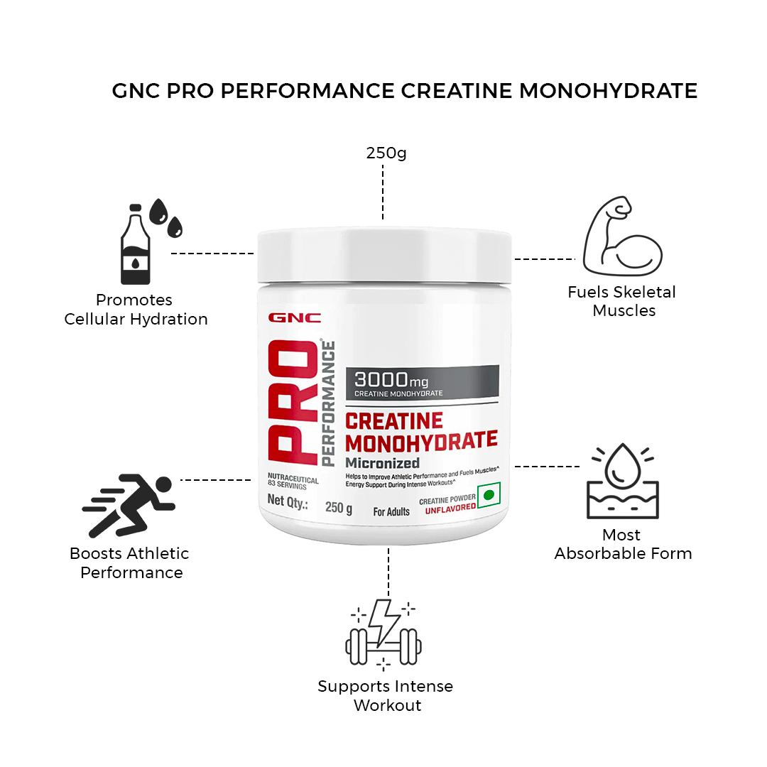 GNC Pro Performance Creatine Monohydrate | 250 gm | 83 Servings