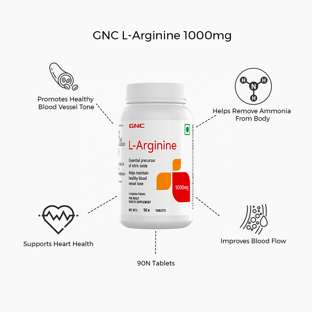 GNC L-Arginine 1000 mg | 90 Tablets - NITRIC OXIDE