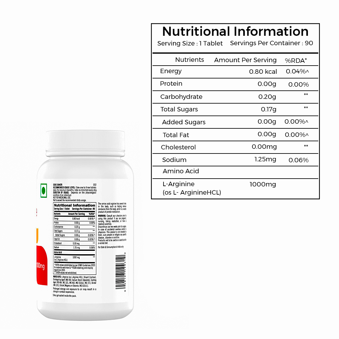 GNC L-Arginine 1000 mg | 90 Tablets - NITRIC OXIDE