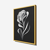 Elegant Feminine Bloom Black White Wall Art – Modern Floral Silhouette Décor