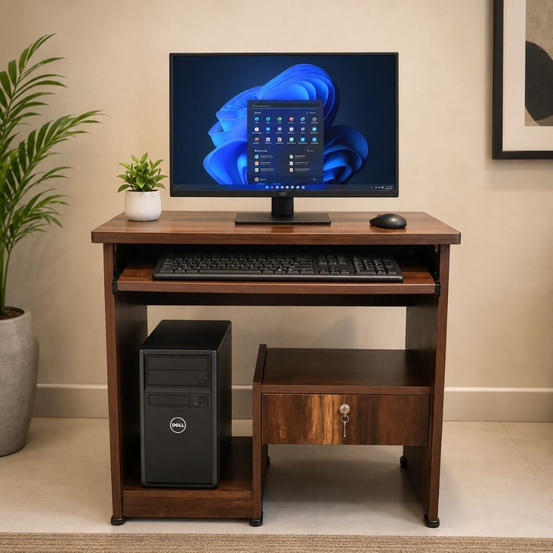 GURU CT-01 Computer Table|30X18X30|Walnut||Computer/Study Table