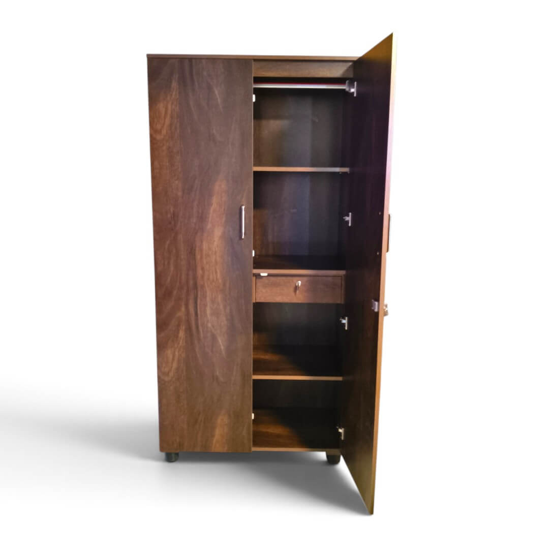 GURU SWR-04 DD Two Door Wardrobe|75X36X18|Walnut||Wardrobe