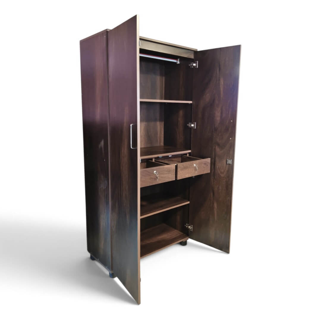 GURU SWR-04 DD Two Door Wardrobe|75X36X18|Walnut||Wardrobe