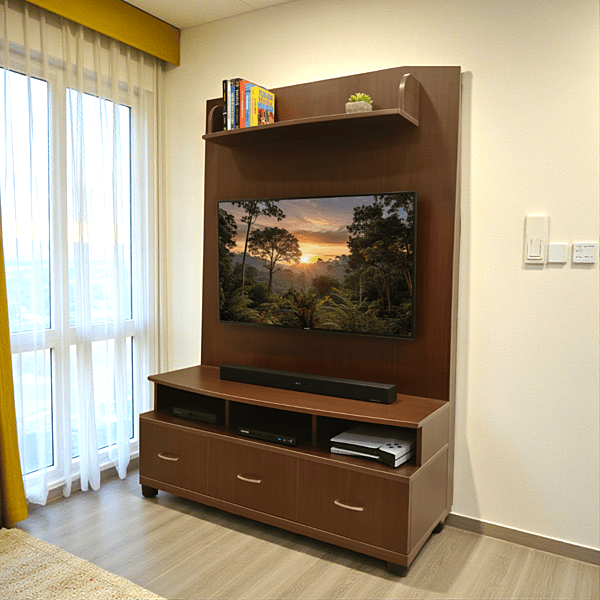 GURU Ultra-04 TV Wall Unit|66HX48WX18D|Teak||Tv Cabinet/Wall Unit
