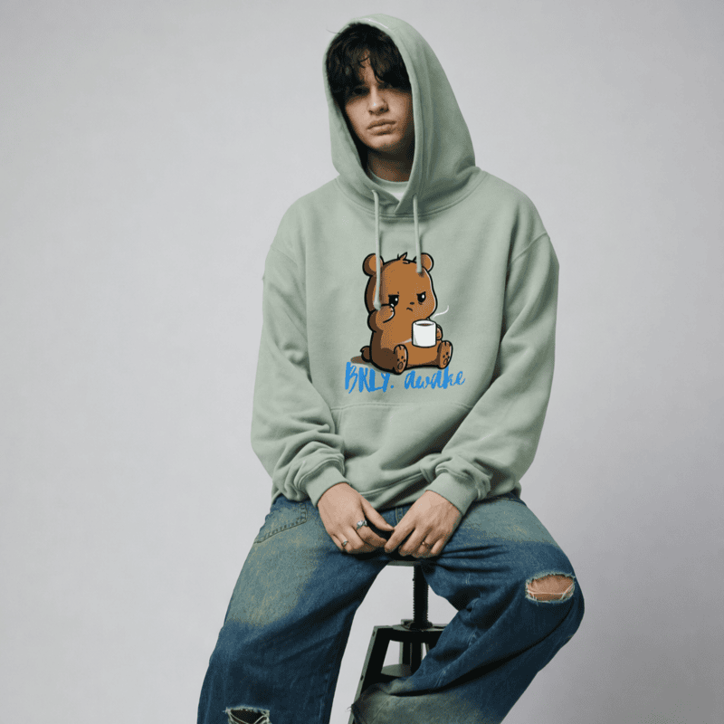 Unisex Sage Green BRLY. Awake Graphic Printed Hoodie