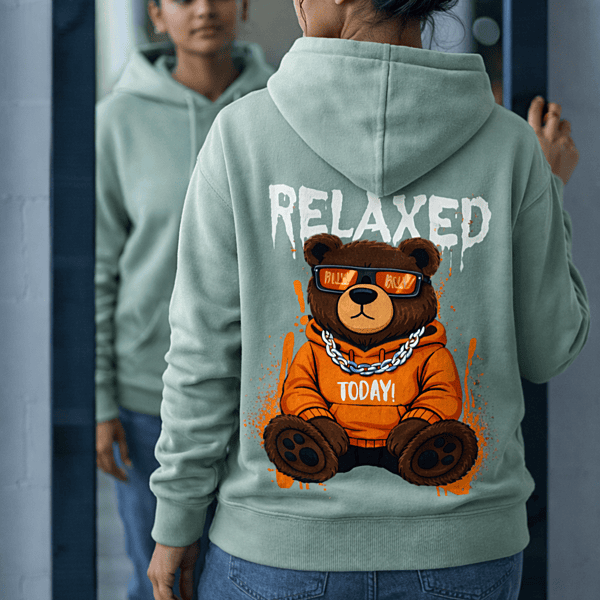 Unisex Sage Green Relaxed Today Graphic Printed Hoodie