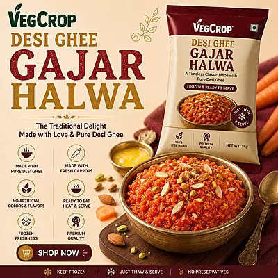 Frozen Gajar Halwa - Desi Ghee - 1.8Kg