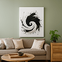 Luxury Black White Abstract Moon Flower Wall Art – Modern Minimalist Décor