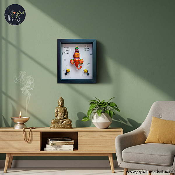 Ganesha Blessings - Handcrafted & Personalized Wall Frame Home decor  - 14x12.5 Inch