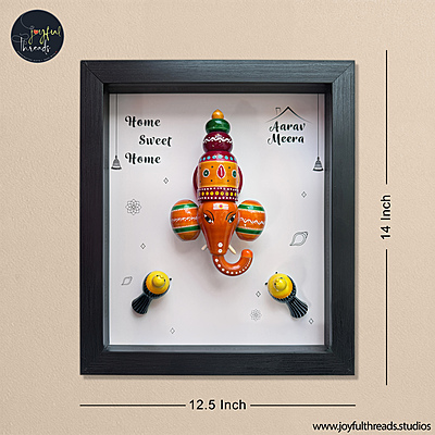 Ganesha Blessings - Handcrafted & Personalized Wall Frame Home decor - 14x12.5 Inch
